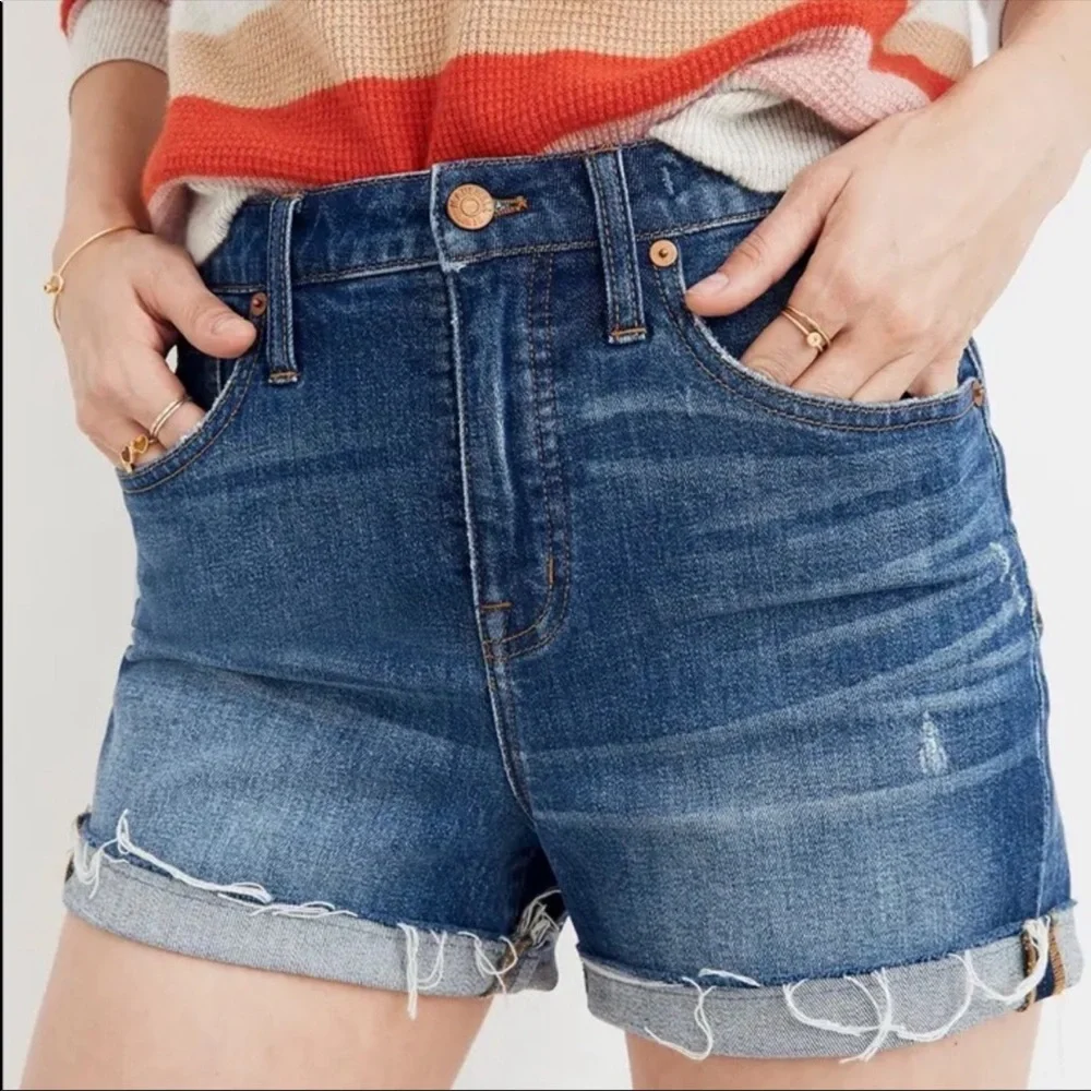 Madewell Glenoaks Wash High Rise Cuffed Denim Shorts Size 23